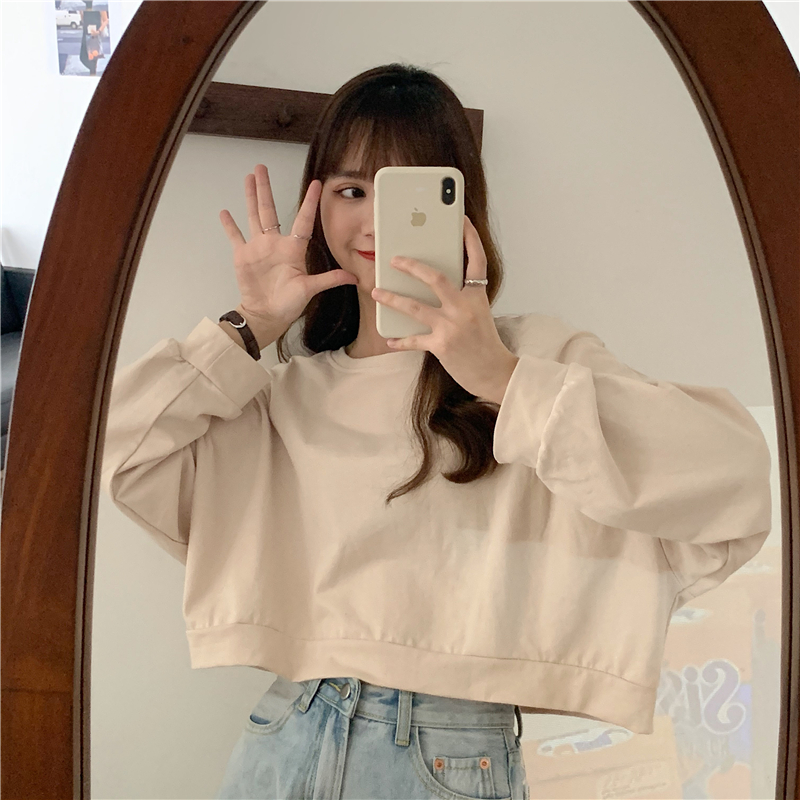 SUXI Áo Sweater Tay Dài Cổ Tròn Dáng Rộng Thời Trang Xinh Xắn Cho Nữ