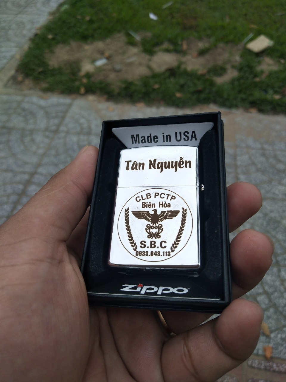 Vỏ Bật Lửa Zippo USA Khắc Logo Hội Nhóm Bạn Hưu Đường Xa Theo Yêu Cầu