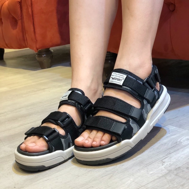 Giày sandal Vento Unisex nam nữ 3 quai, giày quai hậu VENTO - SD 1001 màu đen camo
