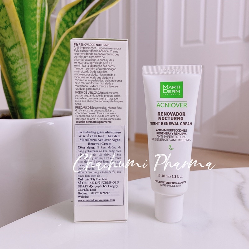Kem dưỡng tái tạo ban đêm cho da dầu mụn Martiderm acniover night renewal cream
