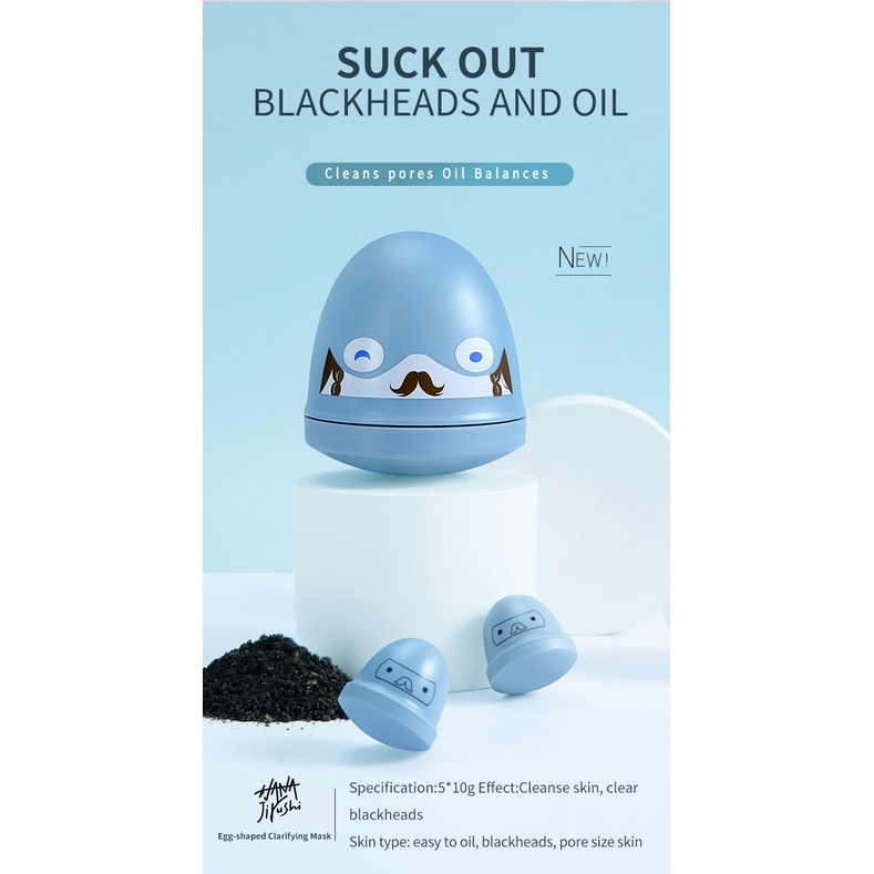 5 Mặt nạ đất sét HANAJIRUSHI làm sạch lỗ chân lông thiết kế vỏ hình quả trứng hoạt hình đáng yêu 10g