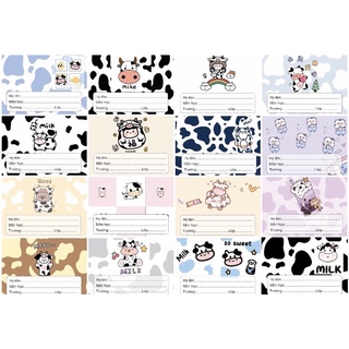 Túi 16 Nhãn Vở Hình Bò Sữa Cute