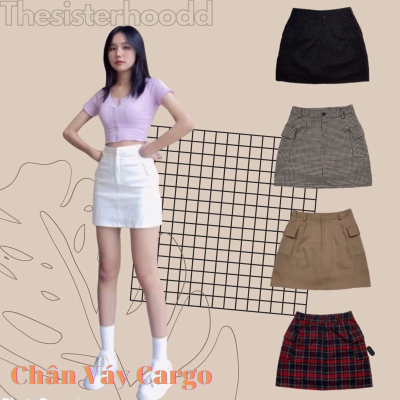 Chân Váy Chữ A Cargo Túi Hộp Có Lớp Lót