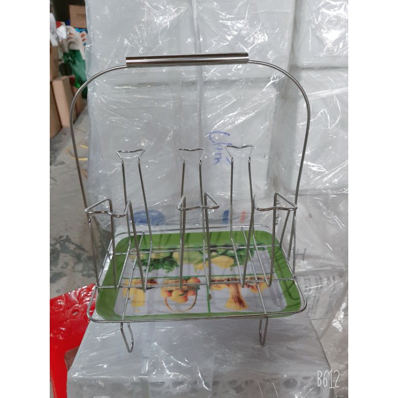 Úp cốc inox 6 úp cao cấp có khay hứng nước