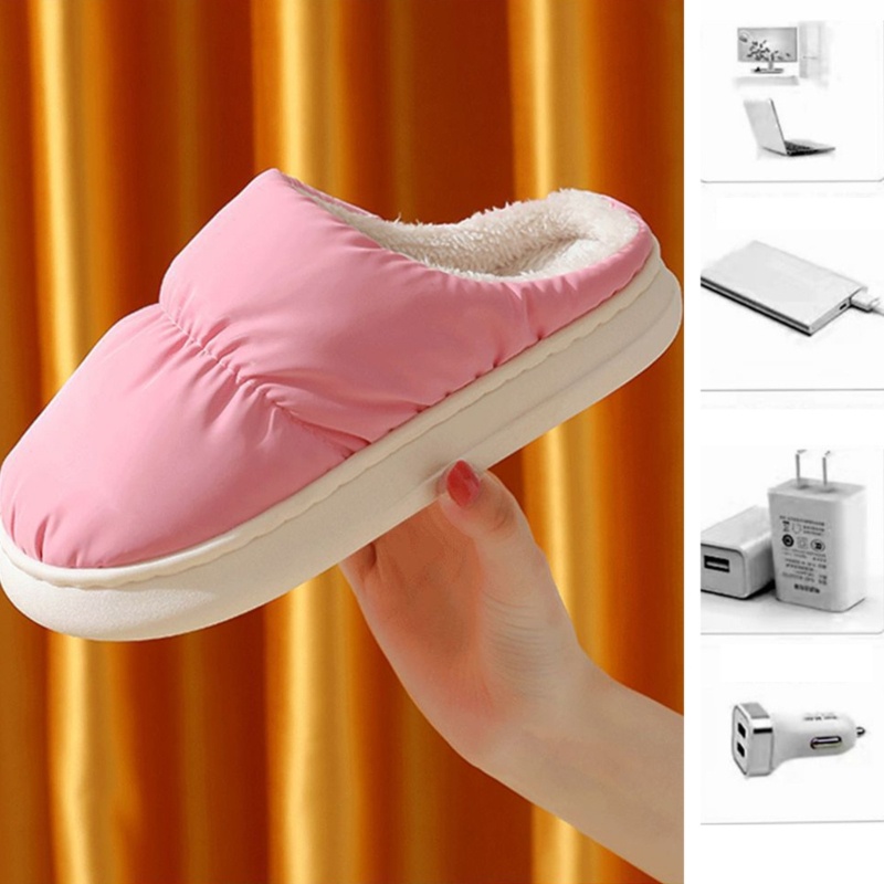 1 Cặp Dép Bông Giữ Ấm Chân Chạy Điện USB Dùng Trong Nhà Vào Mùa Đông