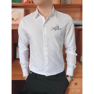 (HÀNG CAO CẤP) Áo Sơ Mi Trắng Nam Chữ Ký Dài Tay Vải Lụa Không Nhăn Không Sù Không Bay Màu - HÀNG CAO CẤP