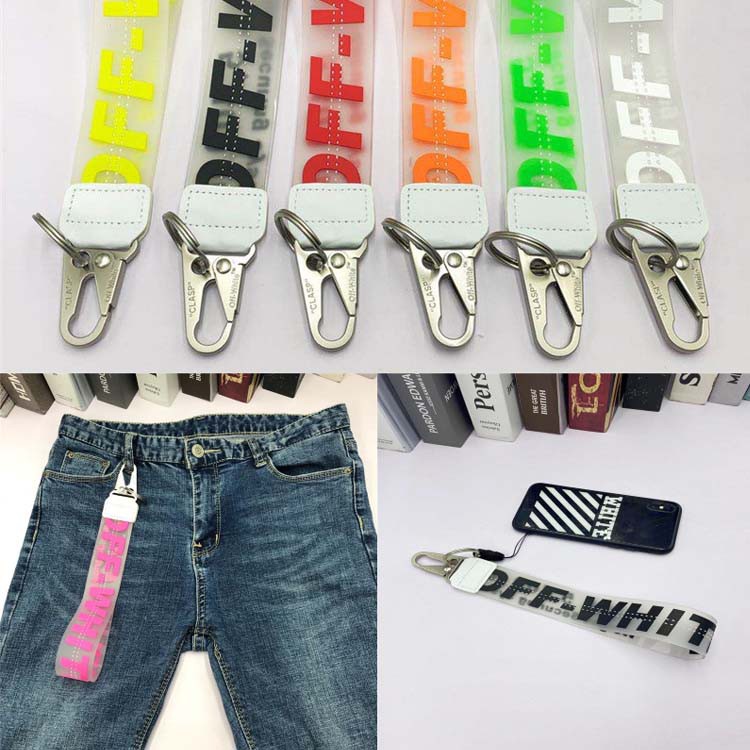 Off White Dây Đeo Điện Thoại / Chìa Khóa / Dây Đeo Vải Denim Họa Tiết Off White Độc Đáo