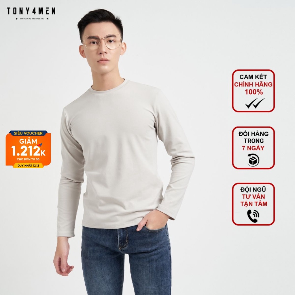Áo Thun Nam Dài Tay Tony4men Chất Liệu Nỉ Cao Cấp Mềm Mịn Co Giãn Nhẹ Thiết Kế Cổ Tròn Basic Form Slimfit AN8032 | BigBuy360 - bigbuy360.vn