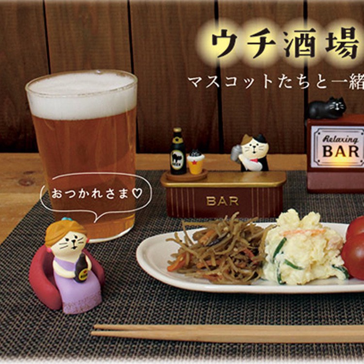 Mô Hình Chú Mèo Zakka Phong Cách Nhật Bản Serie Quán Bar Dùng Trang Trí