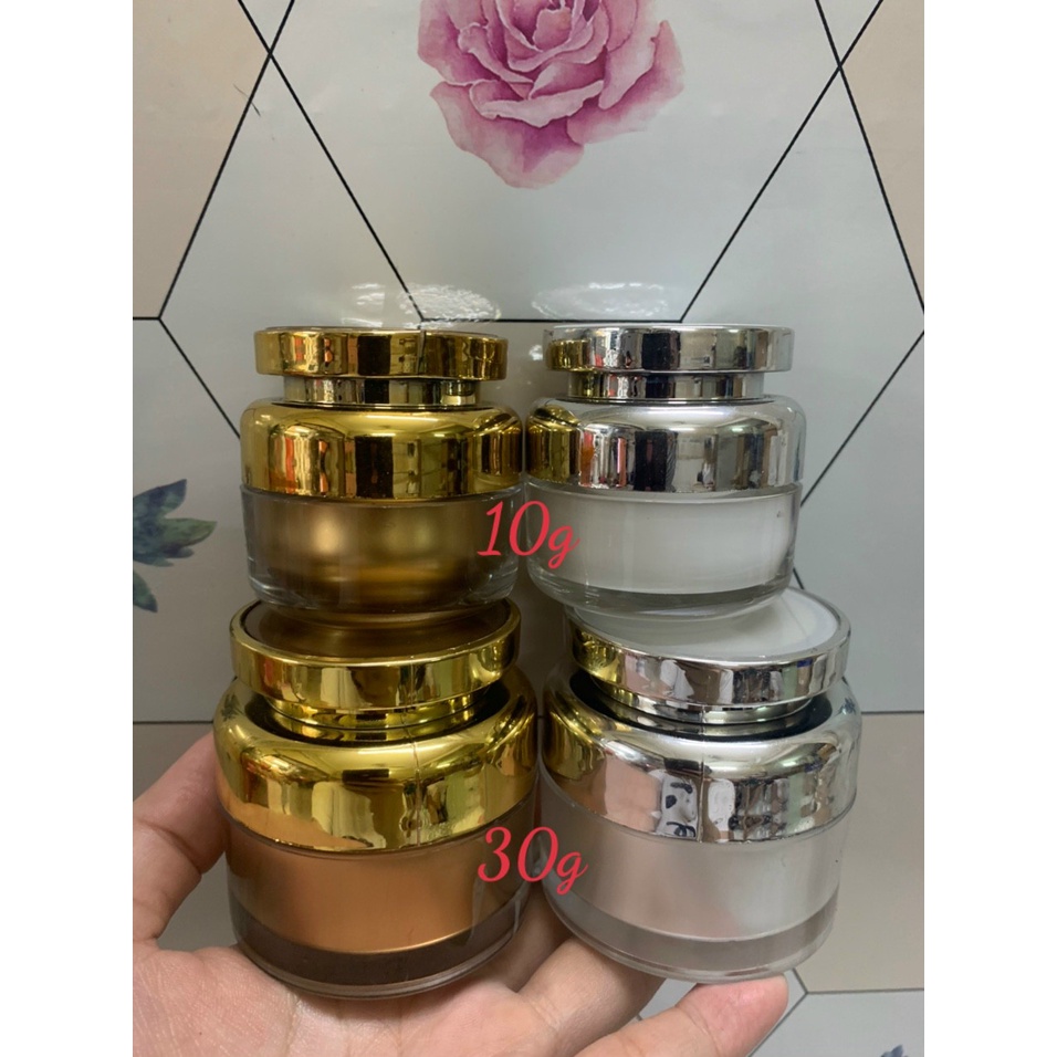 Hủ có thắt eo 10g, 30g, sang xịn chai lọ sang chiết mỹ phẩm