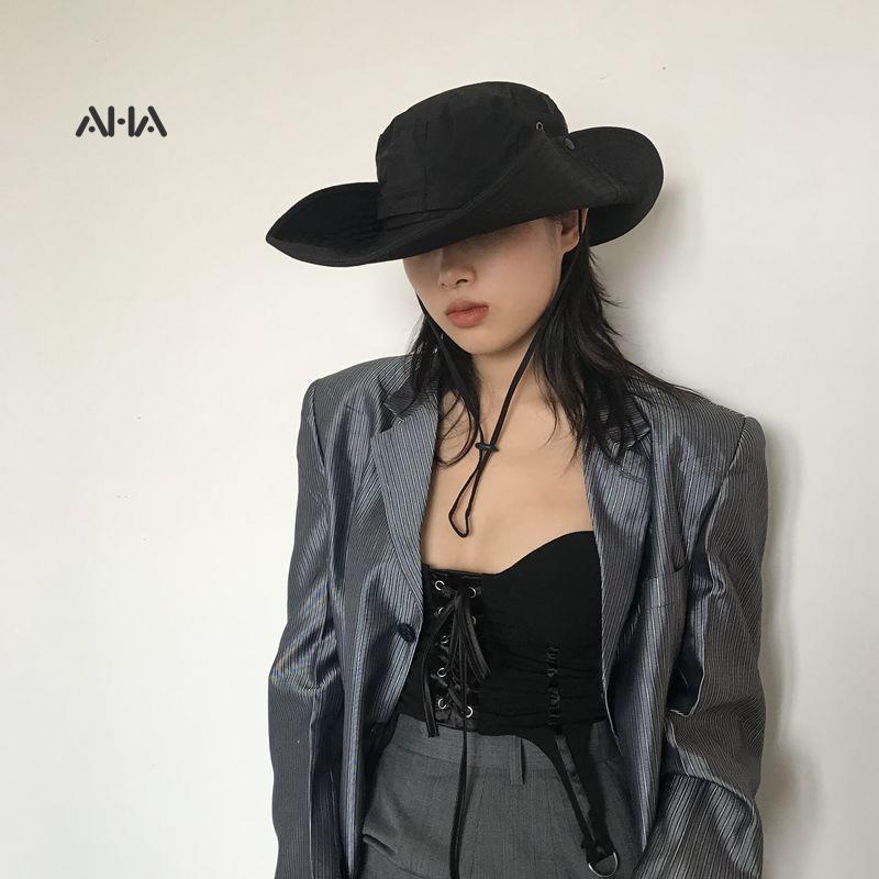 Mũ xô AHA official phối dây rút có thể điều chỉnh phong cách cao bồi phương Tây thời trang