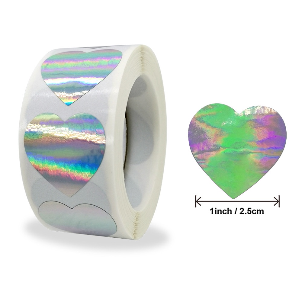 Bộ 500 Miếng Dán Hình Tròn / Trái Tim Màu Vàng Họa Tiết Chấm Bi Nhiều Màu Độc Đáo Trang Trí Niêm Phong Bao Bì Tiện Dụng