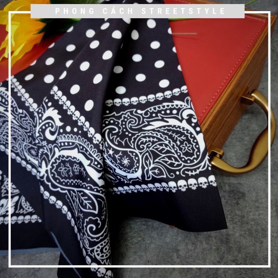 Khăn BANDANA lụa cao cấp phong cách streetstyle kích thước 60x60cm