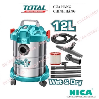 Máy hút bụi total tvc14122 máy hút bụi cầm tay công suất 800w. bình chứa bụi 12 lít. lưu lượng khí: 1,7 m³/phút