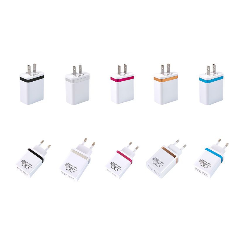 Cốc Sạc 5v 2.1a 1a Hai Cổng Usb Eu Us Cho Ipad Iphone Samsung Sony Huawei Xiaomi Htc