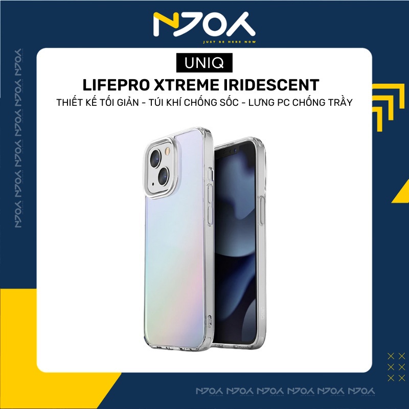 Ốp Lưng Cao Cấp Trong Suốt Phản Quang Đổi Màu Cho Điện Thoại IP13 Pro Max UNIQ Iridescent Njoyshop