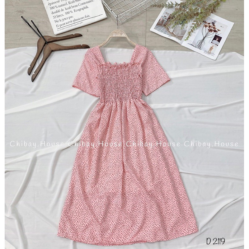 Đầm maxi hoa bo thun  D2119