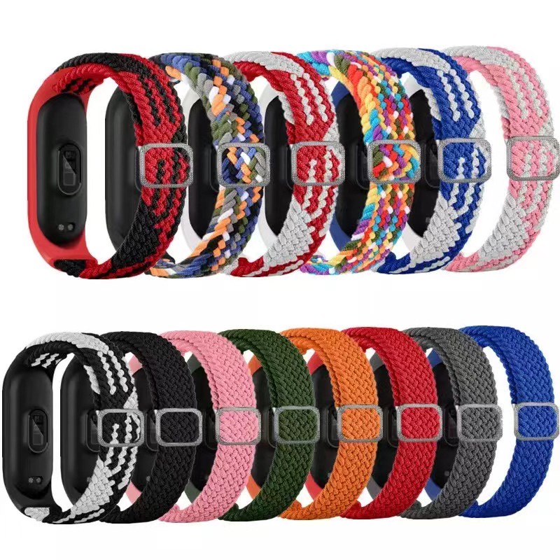 Dây Đeo Vải Nylon Bện Đàn Hồi Dễ Điều Chỉnh Cho Xiaomi Mi Band 6 5 4 3 Sport Strap Mi band 3 4 5 6