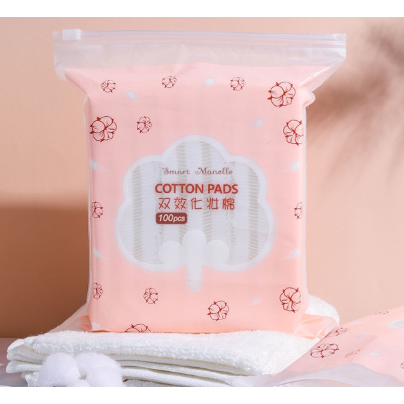 Bông tẩy trang bịch lớn 222 miếng dạng túi ZIP tiện lợi, thương hiệu Smart Manelle hàng nội địa Trung