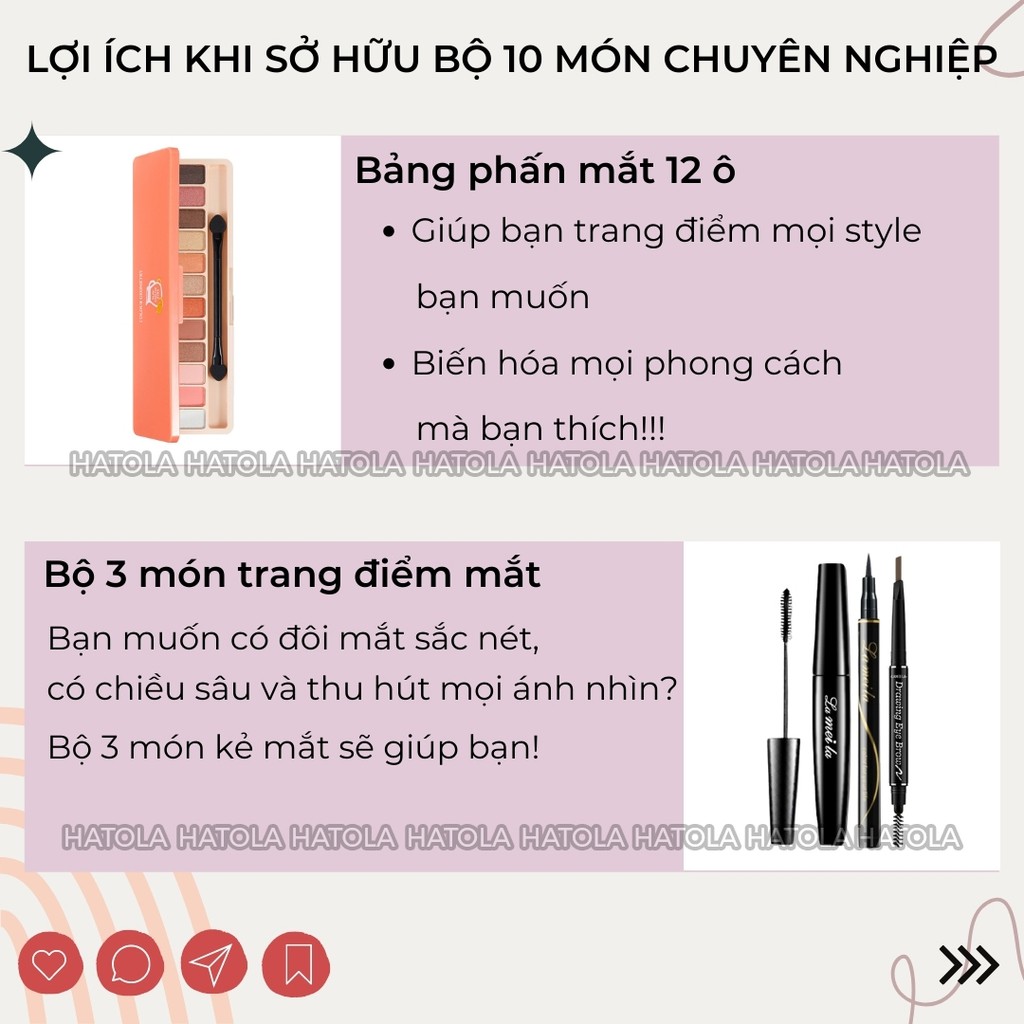 Bộ trang điểm chuyên nghiệp 10 món makeup cơ bản đầy đủ hottrend xài là đẹp Hatola