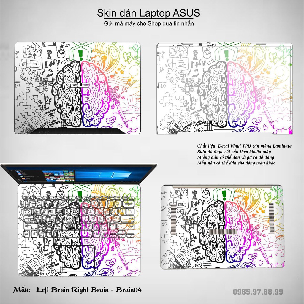 Skin dán Laptop Asus in hình Left Brain Right Brain (inbox mã máy cho Shop)