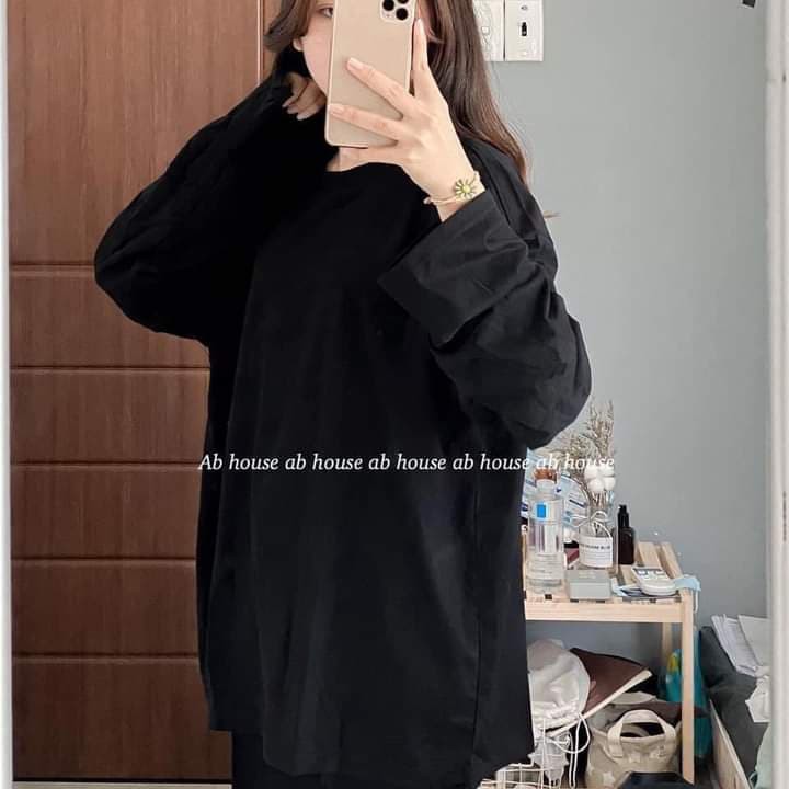 Áo Thun Trơn Dài Tay Form Oversize Ống Tay Rộng Chất Cotton Dày Mịn Nhiều Màu