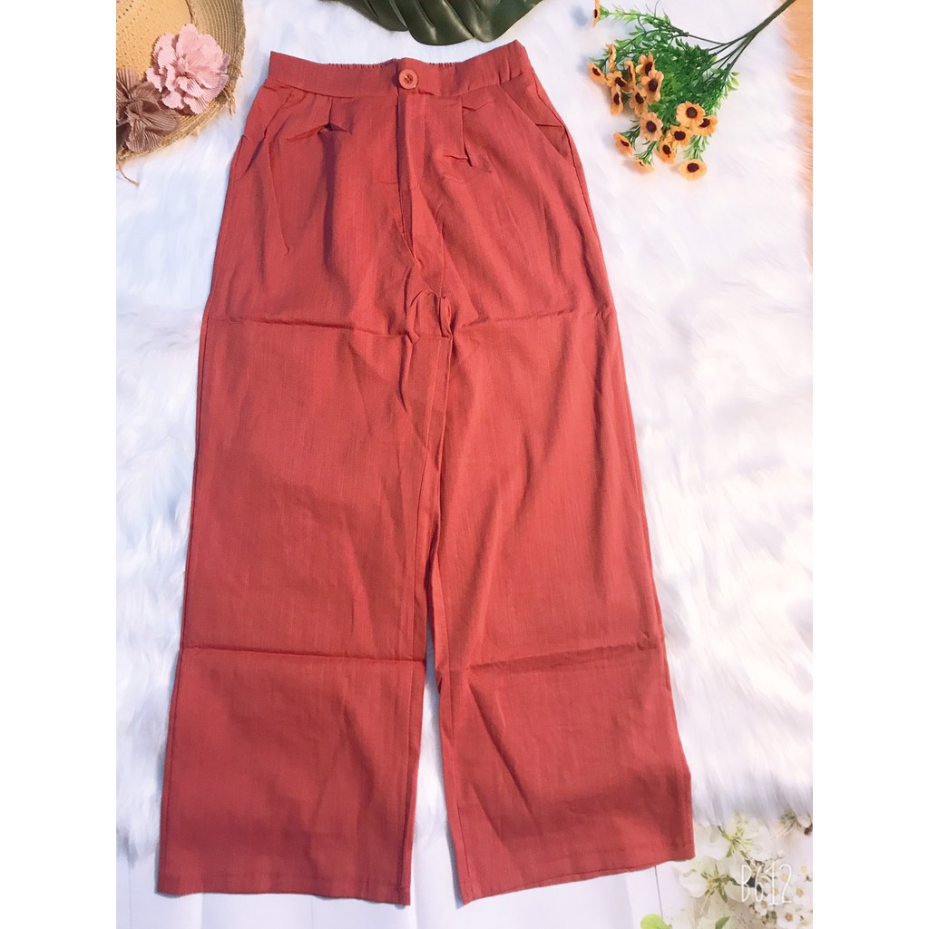 Quần ống rộng form dài 87cm lưng nút trước lưng thun sau vải dày đứng ống quần | BigBuy360 - bigbuy360.vn