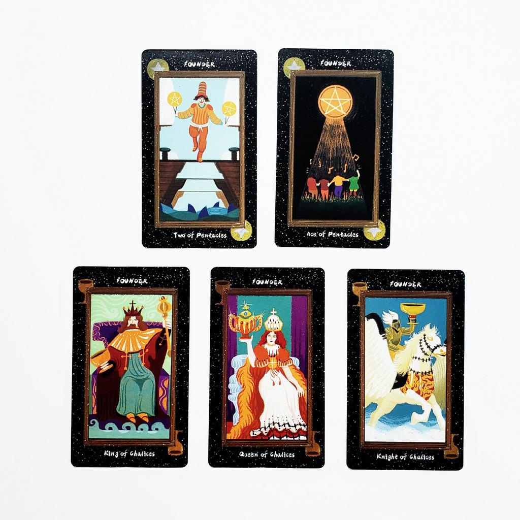 Bộ Bài Founder Tarot Cao Cấp 78 lá - Kèm sách hướng dẫn và đá thanh tẩy cho mỗi đơn