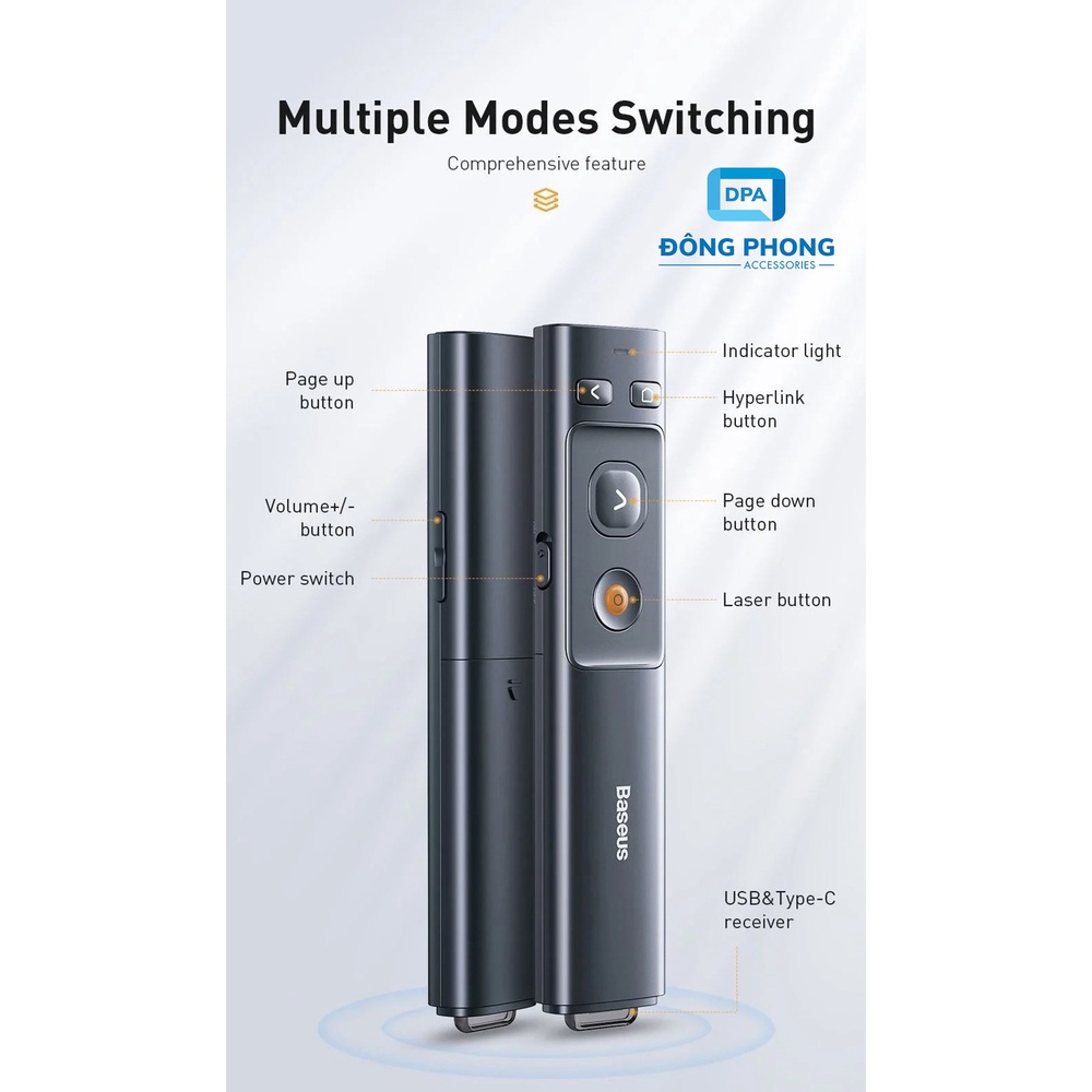 Bút Hỗ Trợ Trình Chiếu Laser Baseus Orange Dot PPT Chính Hãng