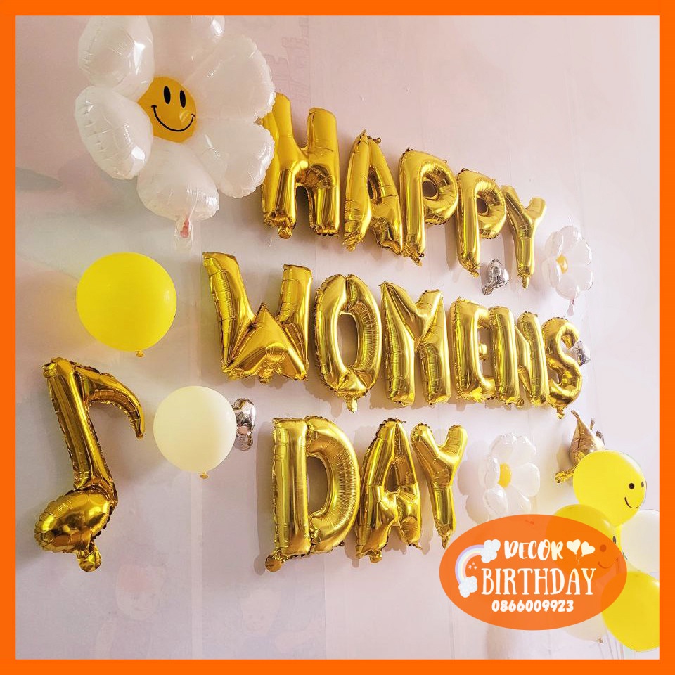 Set Bóng Trang Trí 20-10, Mừng Ngày Phụ Nữ Việt Nam 20-10, Chúc Mừng Ngày 20/10 Tặng Kèm Đồ Bơm Băng Dính Bóng