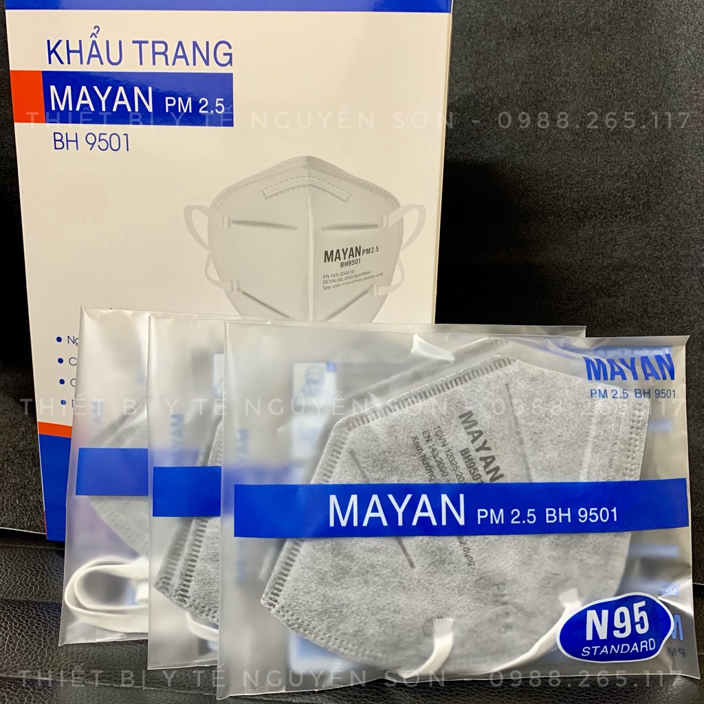 Khẩu trang Mayan cao cấp N95 9501 mẫu mới, thêm phiên bản than hoạt tính