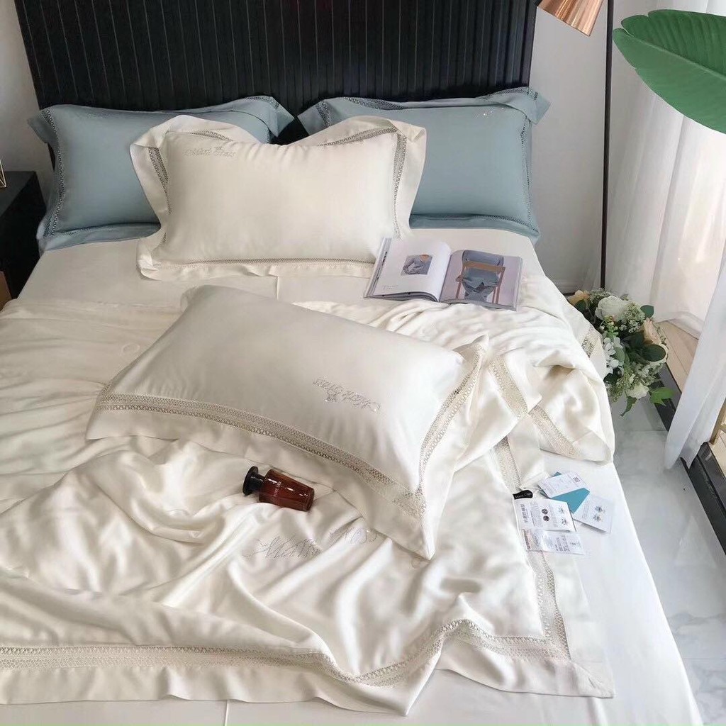 [SIÊU CAO CẤP] SET CHĂN GA GỐI LỤA TENCEL &quot;CHĂN TRẦN HÈ ĐÍNH ĐÁ&quot; MARKCROOS