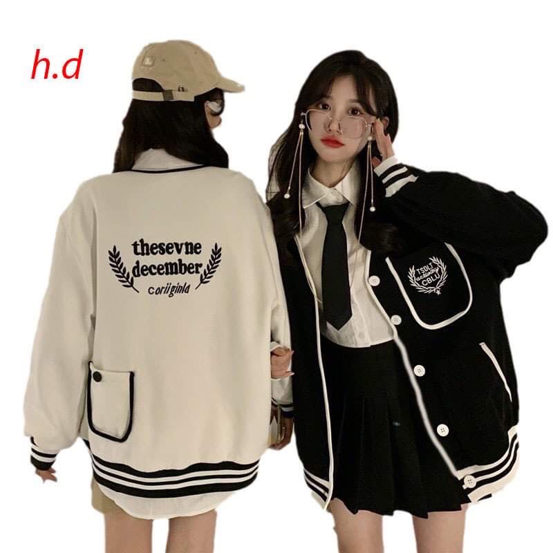 Áo Khoác Bomber Cadigan The seven Zenchất nỉ bông có cúc dọc áoSweater Thời trang Nữ Thu Đôngphong cách Hàn Quốc