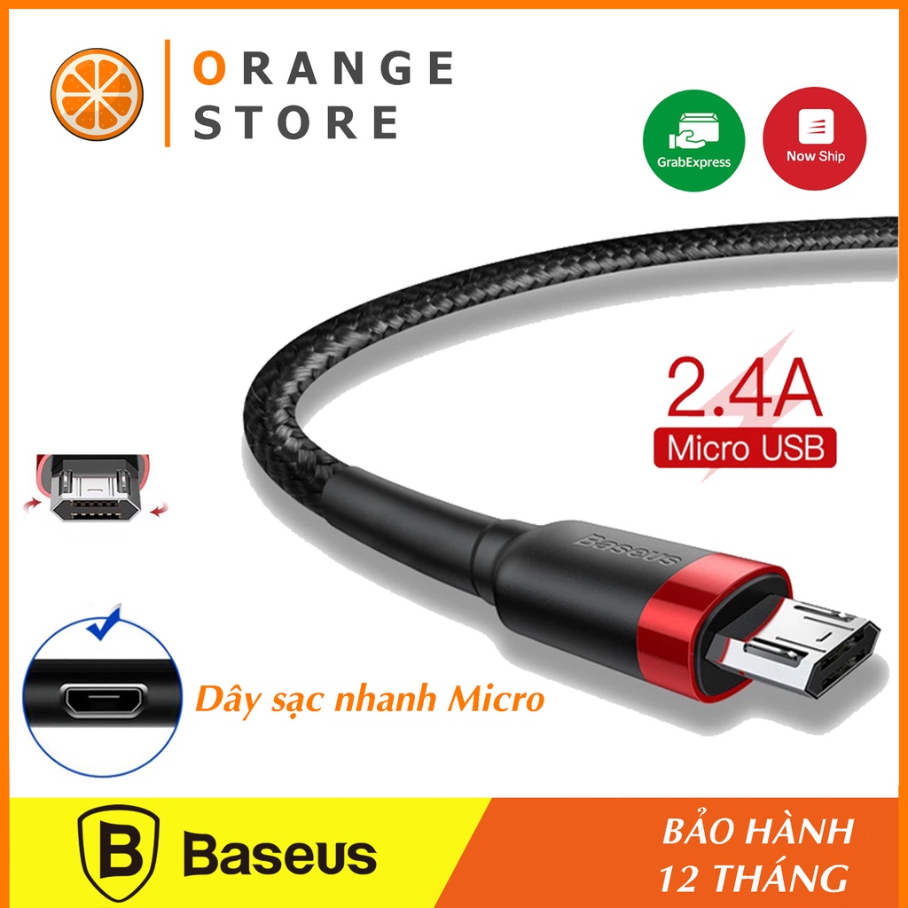 Dây sạc nhanh Micro USB Baseus Cafule 2.4A quick charge 3.0 sạc nhanh Android,Oppo,Xiaomi,Nokia