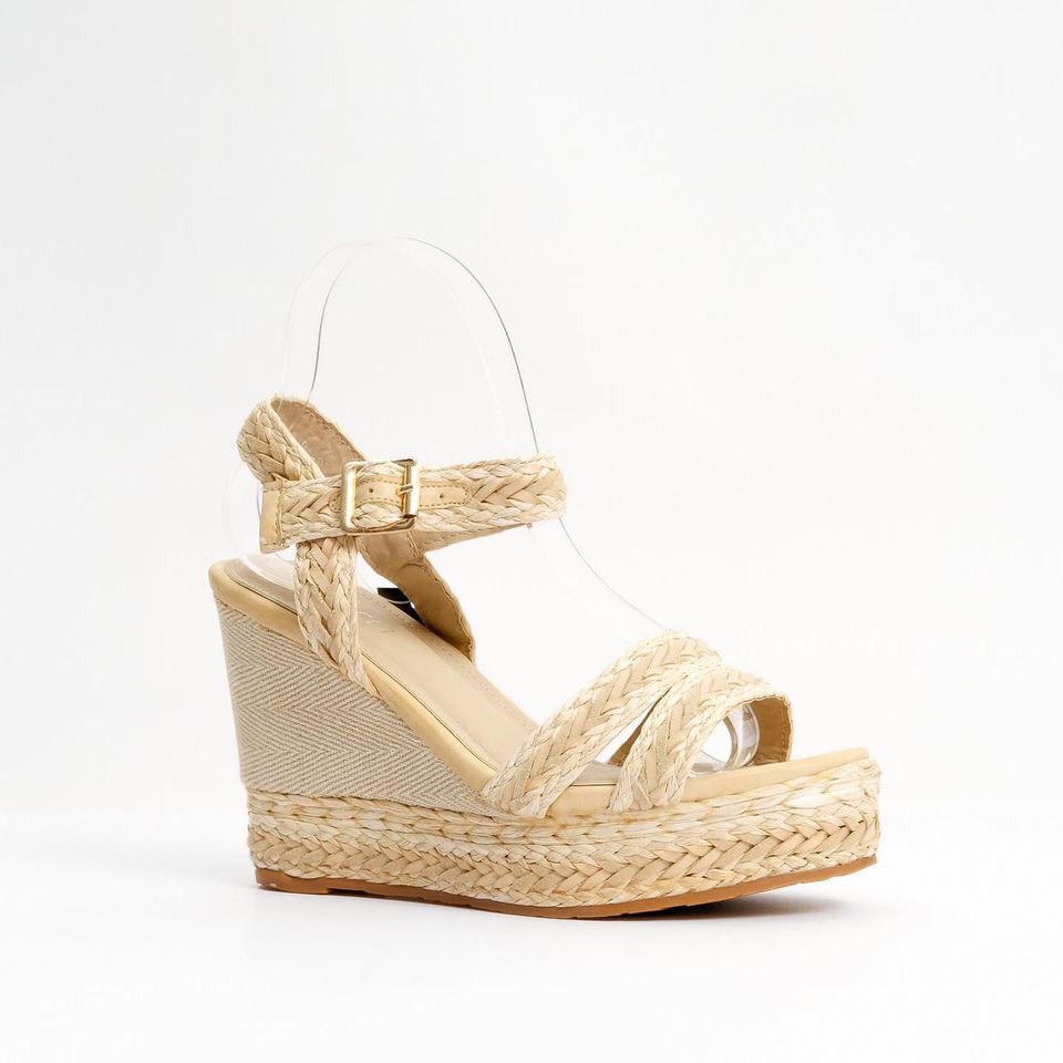 Sandal quai ngang đế xuồng cói 11cm