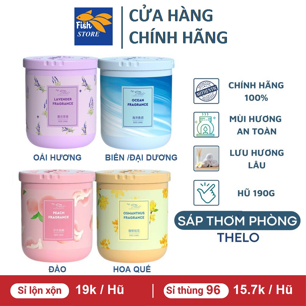 (Có Bán Sỉ) Sáp thơm phòng Thelo cao cấp khử mùi phòng ngủ nhà vệ sinh toilet ô tô hũ 190g