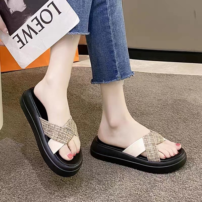 Dép bánh mì đế cao Dép đi biển Dép Đi Biển Thời Trang Mùa Hè Dành Cho Nữ