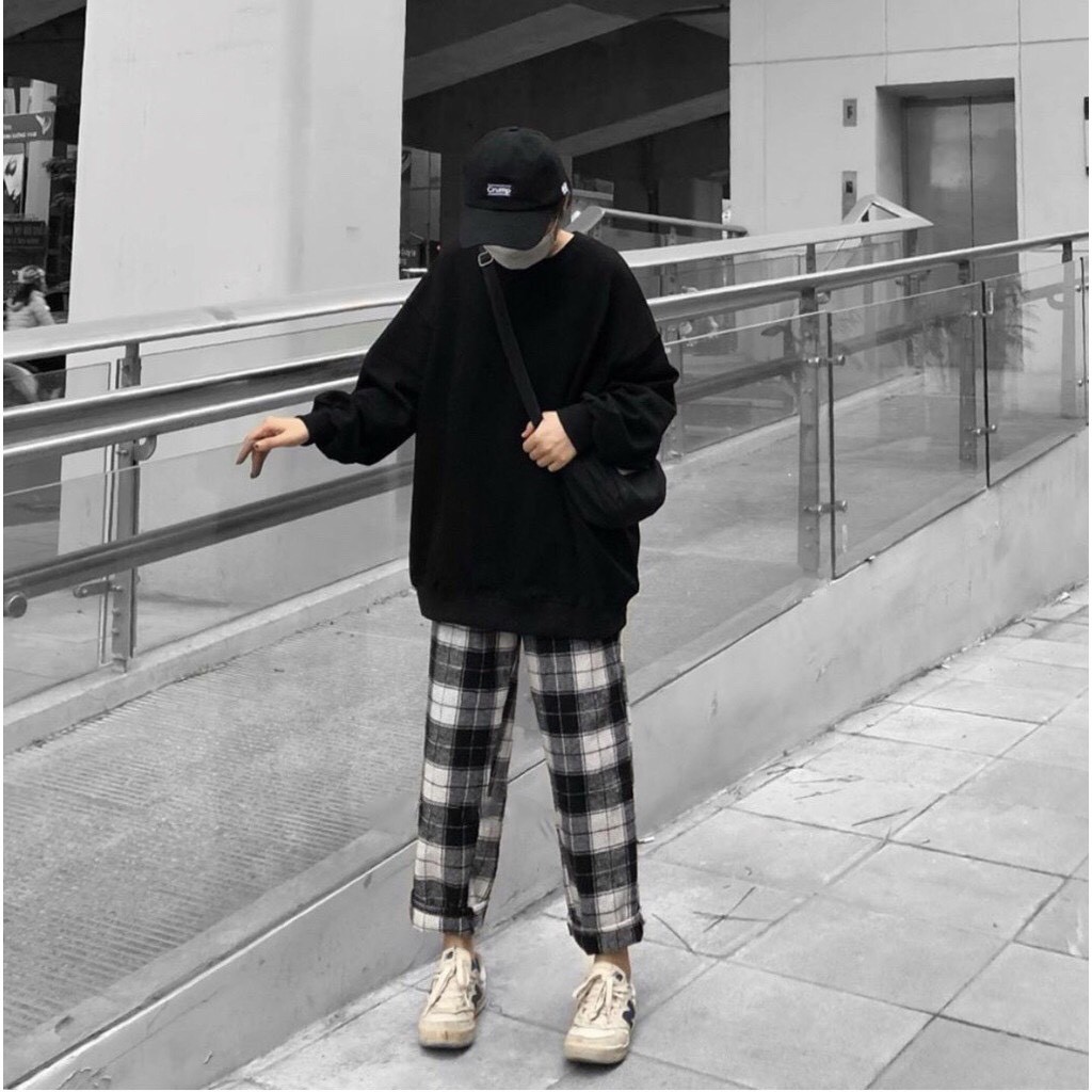 Quần ống suông kẻ caro WIND baggy rộng unisex cargo pants nam nữ oversize ullzang | BigBuy360 - bigbuy360.vn