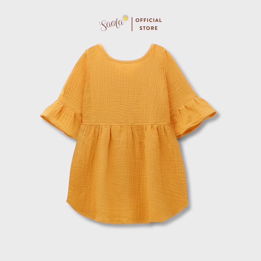 Đầm Bé Gái/ Váy Bé Gái Tay Loe Cổ Tròn Chất Liệu Muslin Thoáng Mát - TAYA DRESS - DRM008 - SAOLA KIDS CLOTHING