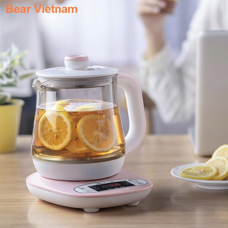 ☌▬Bình chăm sóc sức khỏe gấu nhỏ 0.8L lít mini công suất văn phòng máy pha trà thủy tinh tự động