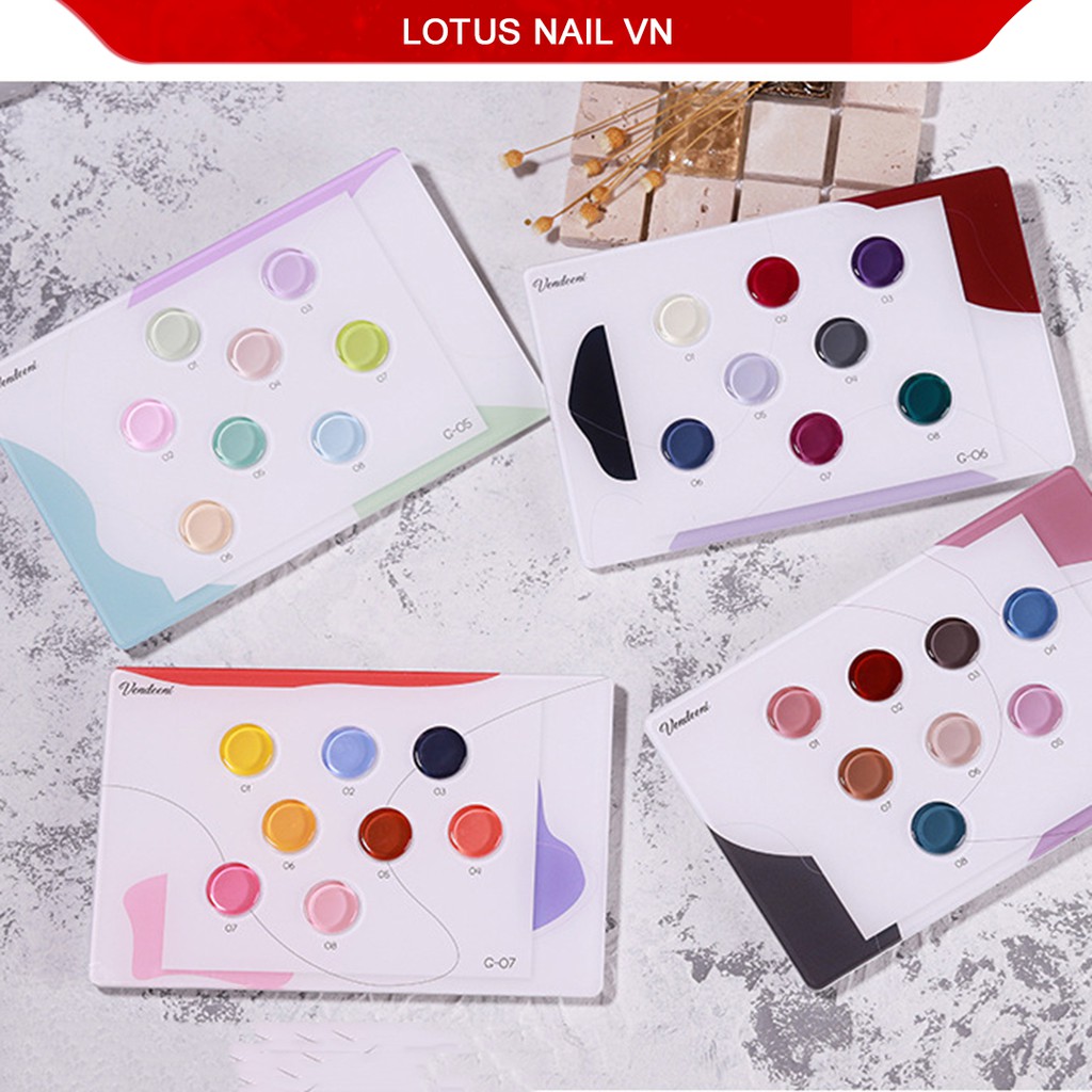 Set sơn gel Vendeeni 8 màu cao cấp chai 15ml tặng kèm 2 bảng màu sẵn
