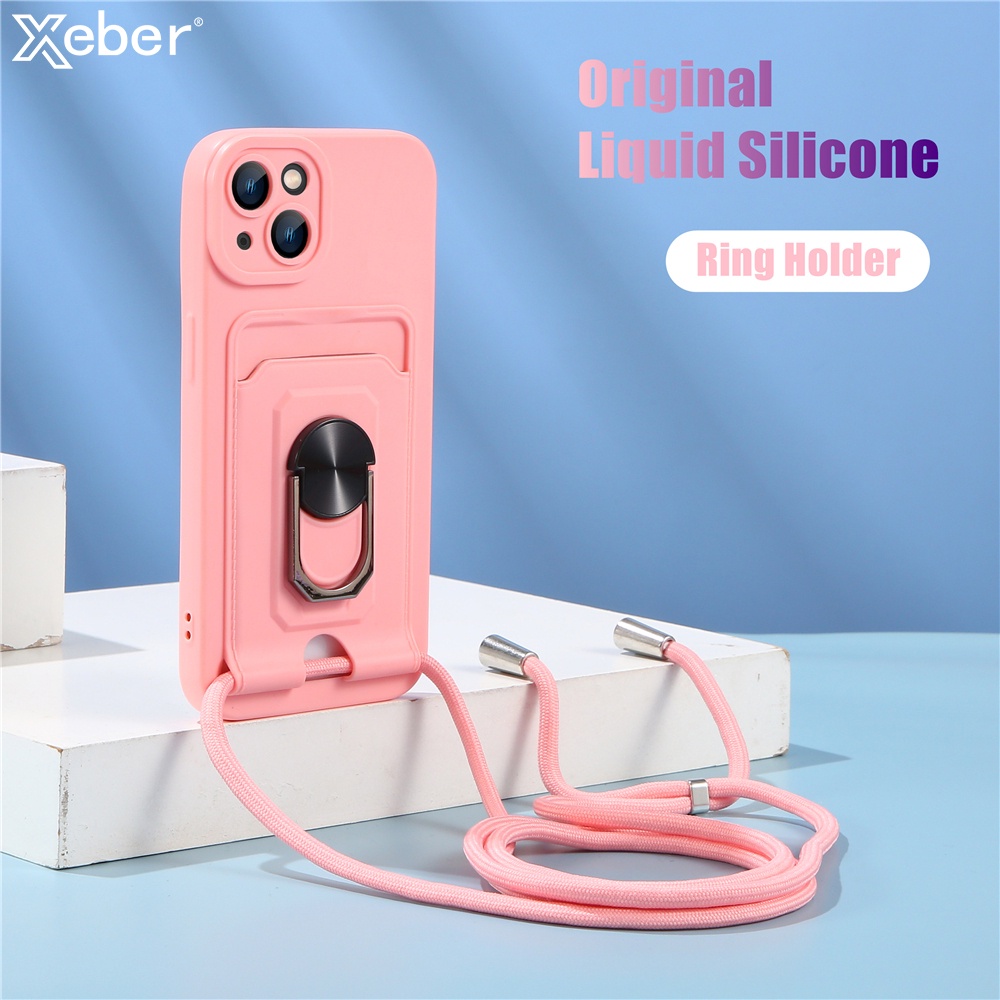 Ốp Điện Thoại Dạng Ví Có Dây Đeo Cổ Từ Tính Cho iPhone 13 Pro Max 11 12 XS X XR 7 8 Plus SE2
