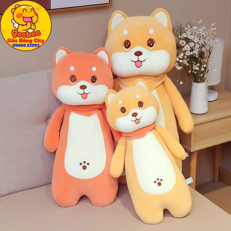 Gấu Bông Gối Ôm CHó Shiba Khăn Mềm Mịn Cao Cấp Gấu Bông