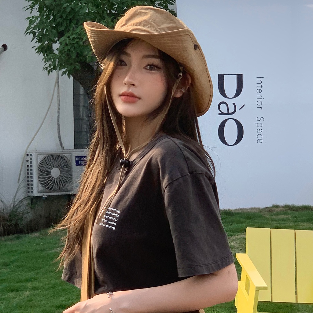 Nón Tai Bèo Vải Mỏng Thoáng Khí Phong Cách Cao Bồi Phương Tây Thời Trang Mùa Hè Cho Nữ