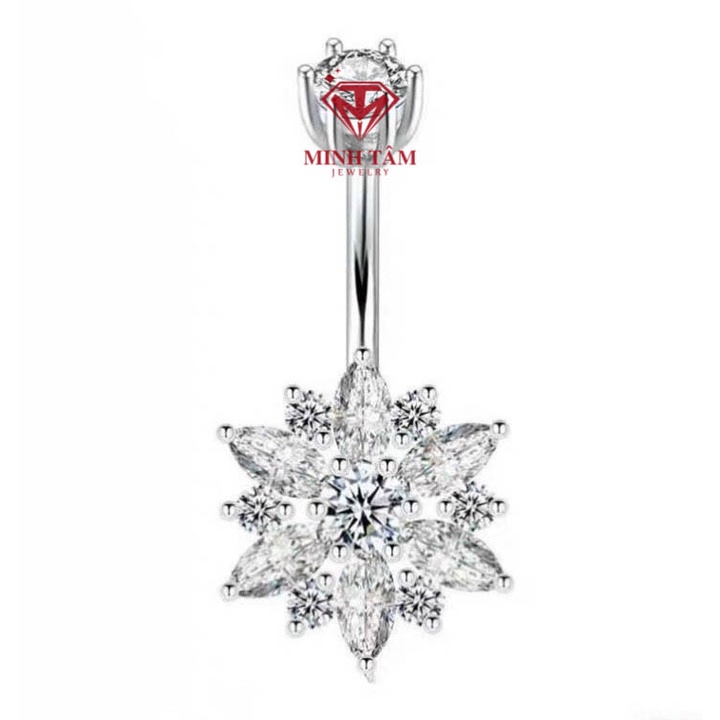 Khuyên rốn bạc 925 hình bông tuyết gắn đá hàng nhập khẩu-Minh Tâm Jewelry
