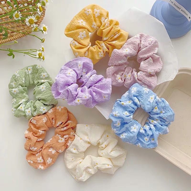 Dây Buộc Tóc Vải Scrunchies Nhiều Màu Thiết Kế Đơn Giản Cho Nữ