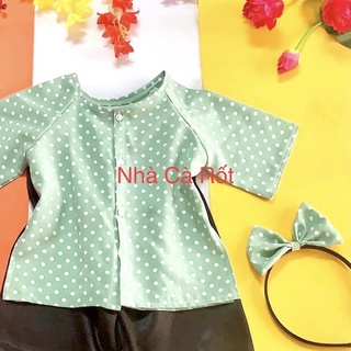 Set bà ba lụa kèm cài nơ cho bé