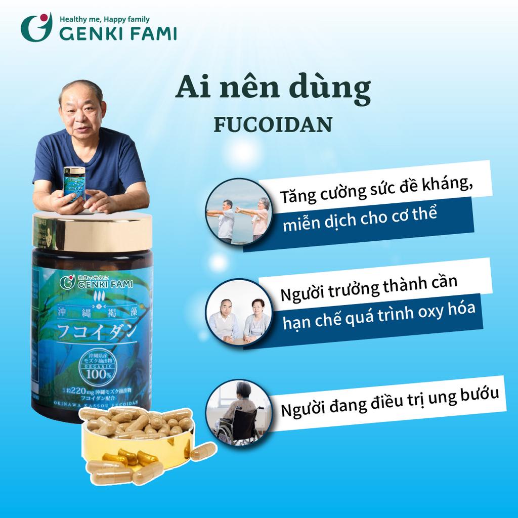 Fucoidan Okinawa Tăng Đề Kháng Miễn Dịch, Hạn Chế Oxy Hóa, Hỗ Trợ Phòng Ngừa Ung Bướu Genki Fami Nhật Bản