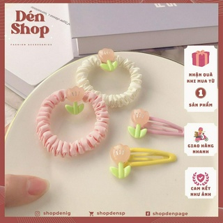 Dây cột tóc đính hoa tulip cho nữ phụ kiện tóc dễ thương