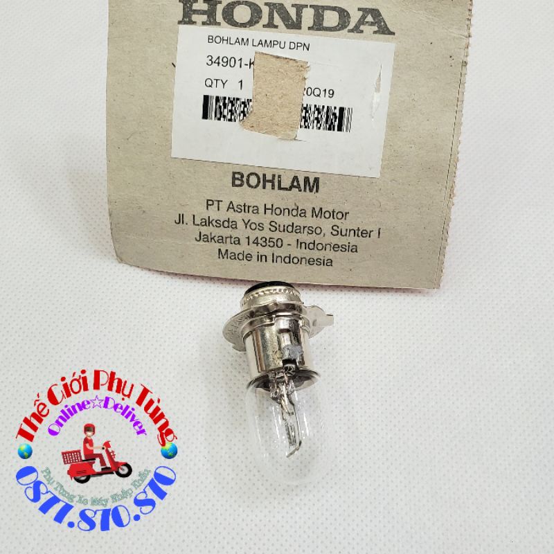 Bóng đèn trước 3 chia - Bóng đèn Wave Thái 110 12V-35W zin Honda Indonesia - 34901-KEV-950